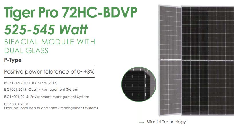 jinko solar panel 550W